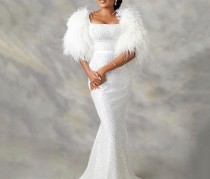 Plus Size U Neck Sequin Maxi Dress GXYY-8230