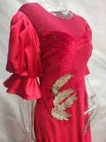 Plus Size Bubble Sleeve Sequin Embroidery Maxi Dress GXYY-8029