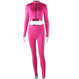 Solid Color Zipper Long Sleeve Pants Sport Suit GJYO-918782