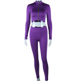 Solid Color Zipper Long Sleeve Pants Sport Suit GJYO-918782