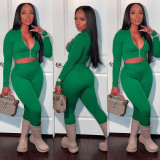 Solid Color Zipper Long Sleeve Pants Sport Suit GJYO-918782