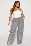 Fashion Multi-pockets Loose Jeans OD-8717
