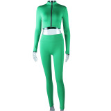 Solid Color Zipper Long Sleeve Pants Sport Suit GJYO-918782
