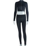 Solid Color Zipper Long Sleeve Pants Sport Suit GJYO-918782