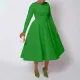 Plus Size Solid Color Long Sleeve Midi Dress BGN-305