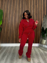 Zipper Padded Sweatshirt Lace-Up Pants Sweatsuit SFY-605