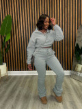 Zipper Padded Sweatshirt Lace-Up Pants Sweatsuit SFY-605