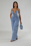 Fashion Sling Denim Wide Leg Jumpsuit LX-6988