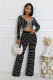 Stripe Print Long Sleeve Tops Pants 2 Piece Set XHXF-8712