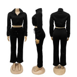 Zipper Padded Sweatshirt Lace-Up Pants Sweatsuit SFY-605