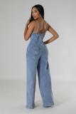 Fashion Sling Denim Wide Leg Jumpsuit LX-6988
