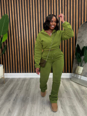 Zipper Padded Sweatshirt Lace-Up Pants Sweatsuit SFY-605