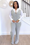 Plus Size Fake Two-piece Shirt Vest Splicing Sweater Pants Set NY-3310