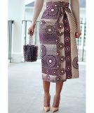 Plus Size Print High Waist Split Long Skirt NY-10925