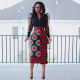 Plus Size Print High Waist Split Long Skirt NY-10925