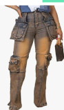 Casual Spliced Multi-Pocket Jeans OD-8686