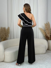 Fashion Ruffles Slash Shoulder Loose Jumpsuit GYLY-10576