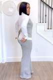 Plus Size Fake Two-piece Shirt Vest Splicing Sweater Pants Set NY-3310