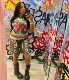 Pre Order: About 7 work days shipping Casual Print V Neck T Shirt YUEM-400401