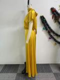 Plus Size Satin Tied Fly Sleeve Wide Leg Two Piece Set NY-10920