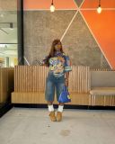 Pre Order: About 7 work days shipping Casual Print V Neck T Shirt YUEM-400401