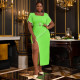 Plus Size Ruffles Sleeve Midi Dress GKEN-040835