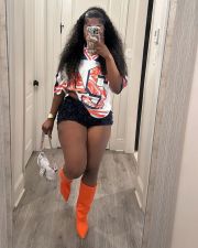 Casual Print V Neck T Shirt YUEM-400401
