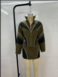 Contrast Color Sport Long Sleeve Coat Skirts Suit YWXS-XS-XSL44831