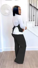 Plus Size Fake Two-piece Shirt Vest Splicing Sweater Pants Set NY-3310