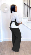 Plus Size Fake Two-piece Shirt Vest Splicing Sweater Pants Set NY-3310