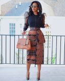 Plus Size Print High Waist Split Long Skirt NY-10925
