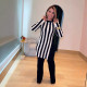 Plus Size Fashion Stripe Long Sleeve Casual Pants Suit NY-10929