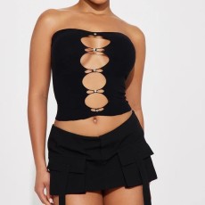 Hollow Out Off Shoulder Wrap Chest Tops GYDE-KCHT4020