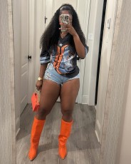 Pre Order: About 7 work days shipping Casual Print V Neck T Shirt YUEM-400401