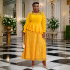 Plus Size Long Sleeve Lace Patchwork Ruffle Midi Dress GKEN-040813