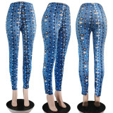 Vintage Printed Skinny Slim Calf Pants GSMJ-6973