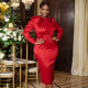 Plus Size Solid Color Ruffles Midi Dress GKEN-040826