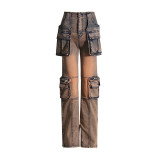 Casual Spliced Multi-Pocket Jeans OD-8686
