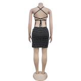 Hot Diamond Sexy Backless Halter Mini Dress GFYX-7130