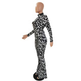 Tie Dye Print Long Sleeve Two Piece Pants Set QXTF-8822