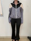 Hooded Zipper Sweatshirt Slim Split Pants Set LSD-LD2263