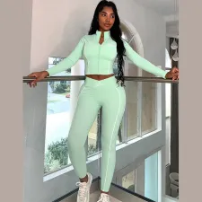 Long Sleeve Slim Tops And Pants Two Piece Set XEF-K24S58276
