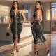 Hot Drill Hang Neck Backless Midi Dress GFYX-7095