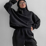 Casual Loose Zipper Sweatshirt Pants Suit YMZY-5972