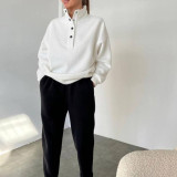 Fashion Button Stand Collar Set Two Piece Pants Set YMZY-6825