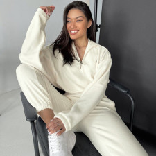 Casual Zipper Long Sleeve Two Piece Pants Set YMZY-1964