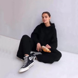 Fashion Sport Hooded Sweatshirt Two Piece Pants Set YMZY-1930