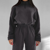 Casual Loose Zipper Sweatshirt Pants Suit YMZY-5972
