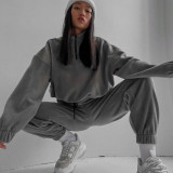 Casual Loose Zipper Sweatshirt Pants Suit YMZY-5972