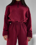 Casual Loose Zipper Sweatshirt Pants Suit YMZY-5972